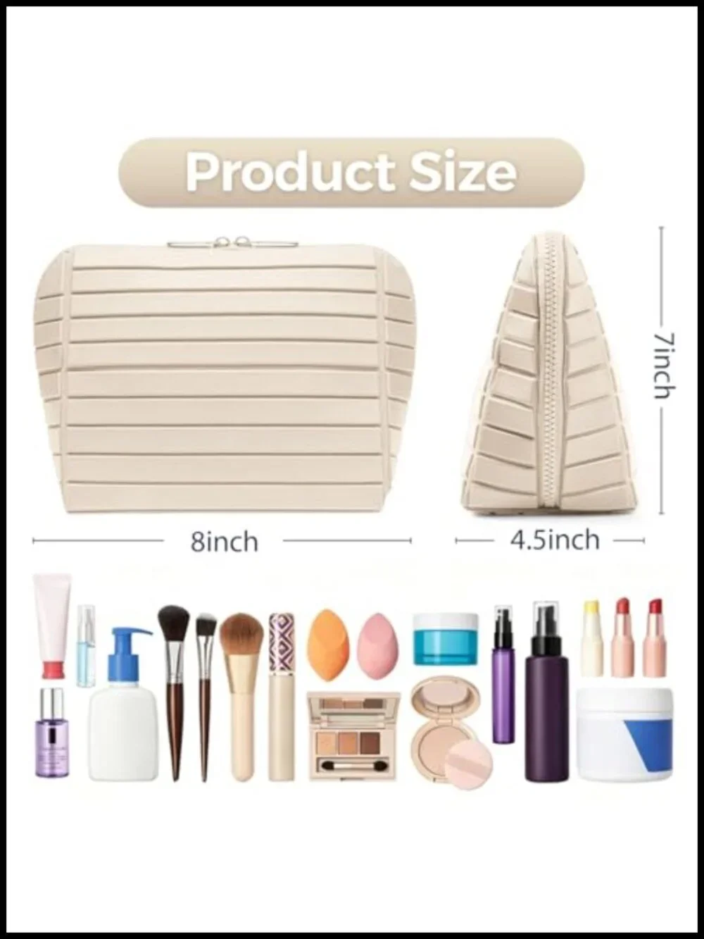 Large Capacity Travel Makeup Organizer Bag with Fold-Down Design